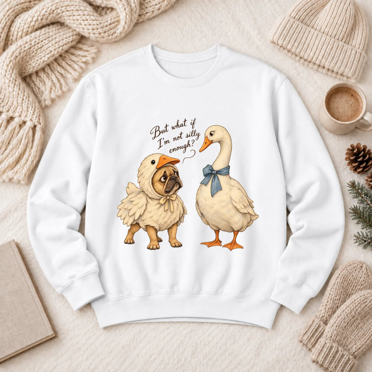 Customizer 1466 LW Sweatshirt Light / White / S Frenchie Bulldog Silly Goose Unisex Sweatshirt