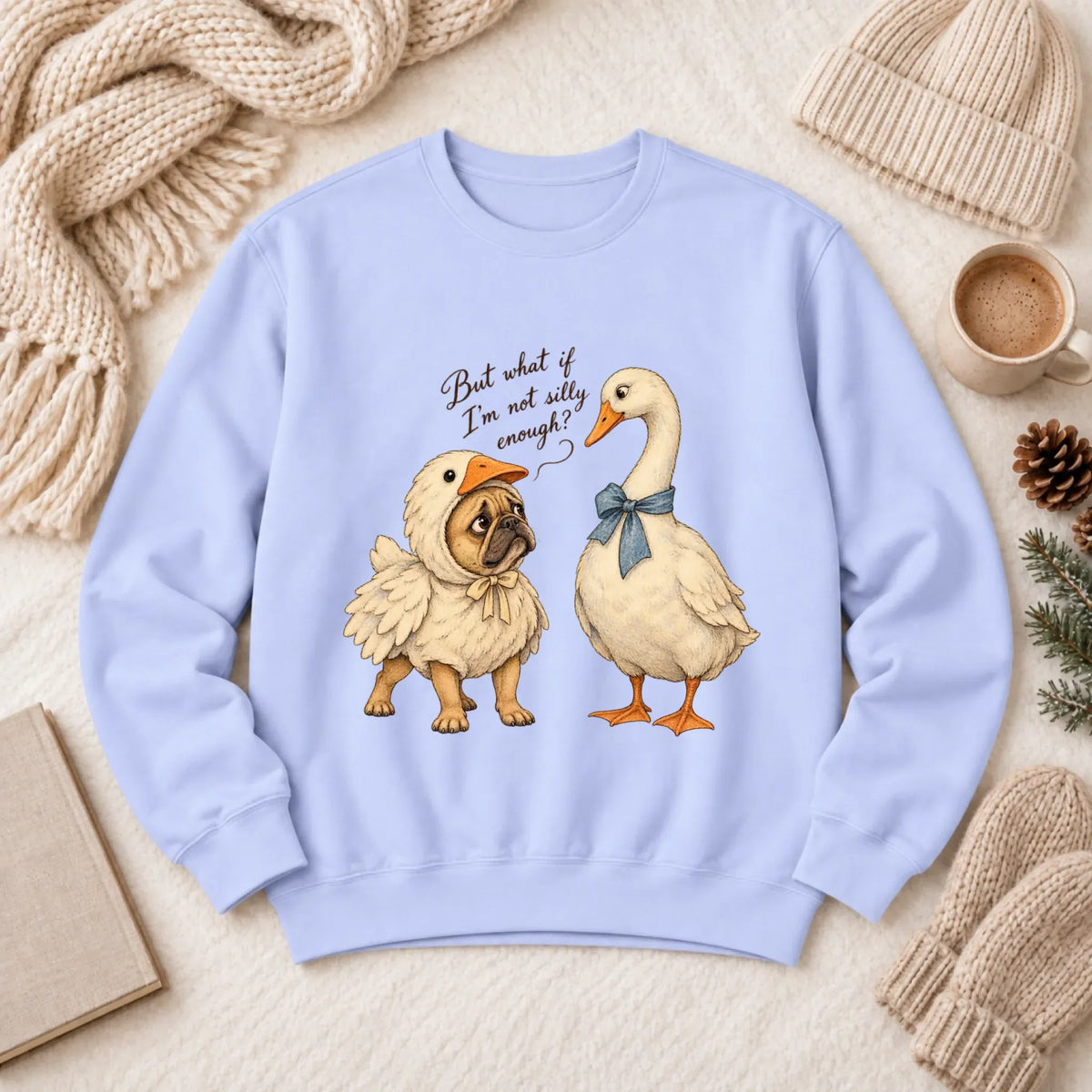Customizer 1466 LW Sweatshirt Light / Hydrangea / S Frenchie Bulldog Silly Goose Unisex Sweatshirt