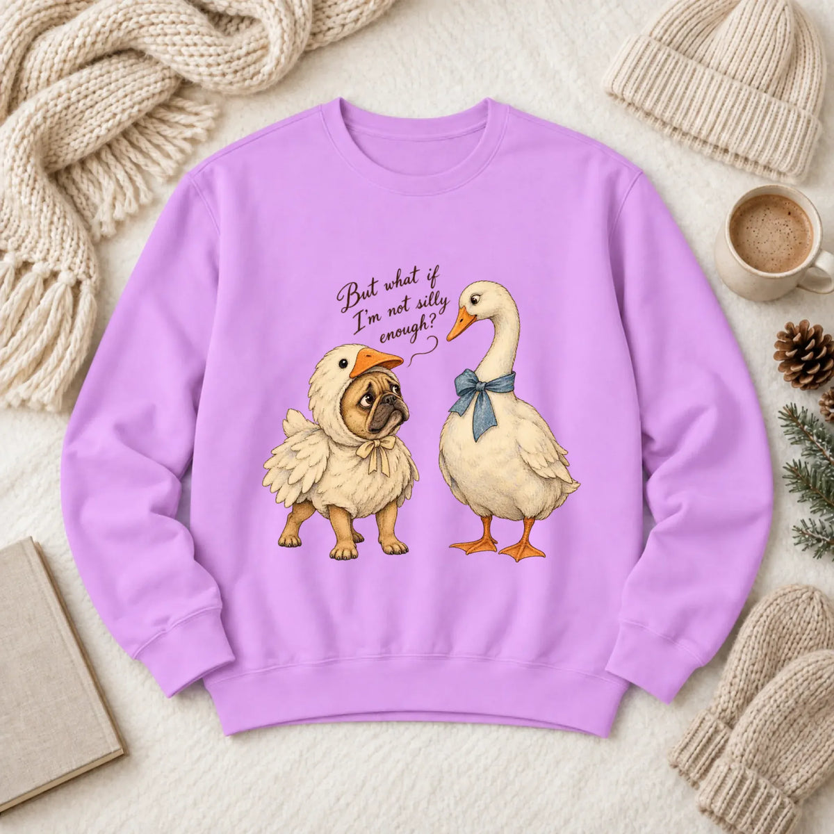 Customizer 1466 LW Sweatshirt Light / Neon Violet / S Frenchie Bulldog Silly Goose Unisex Sweatshirt