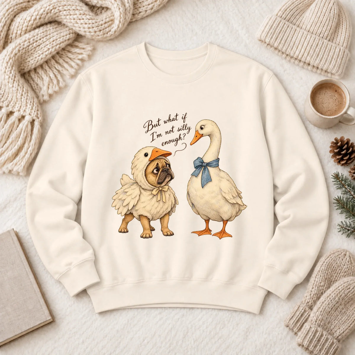 Customizer 1466 LW Sweatshirt Light / Ivory / S Frenchie Bulldog Silly Goose Unisex Sweatshirt
