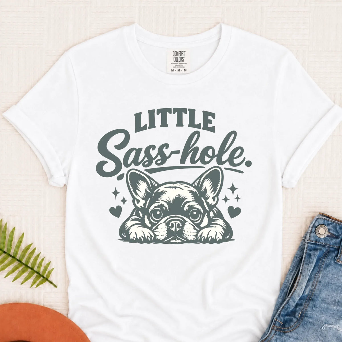 Frenchie Bulldog Snarky Sass Hole Unisex TShirt White