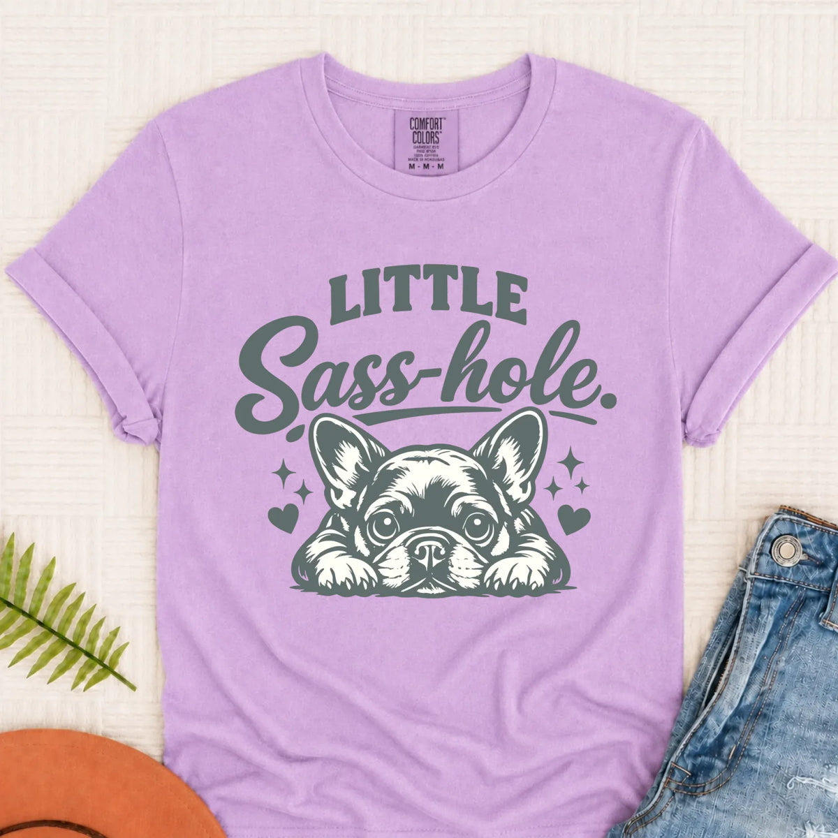 Frenchie Bulldog Snarky Sass Hole Unisex TShirt Orchid