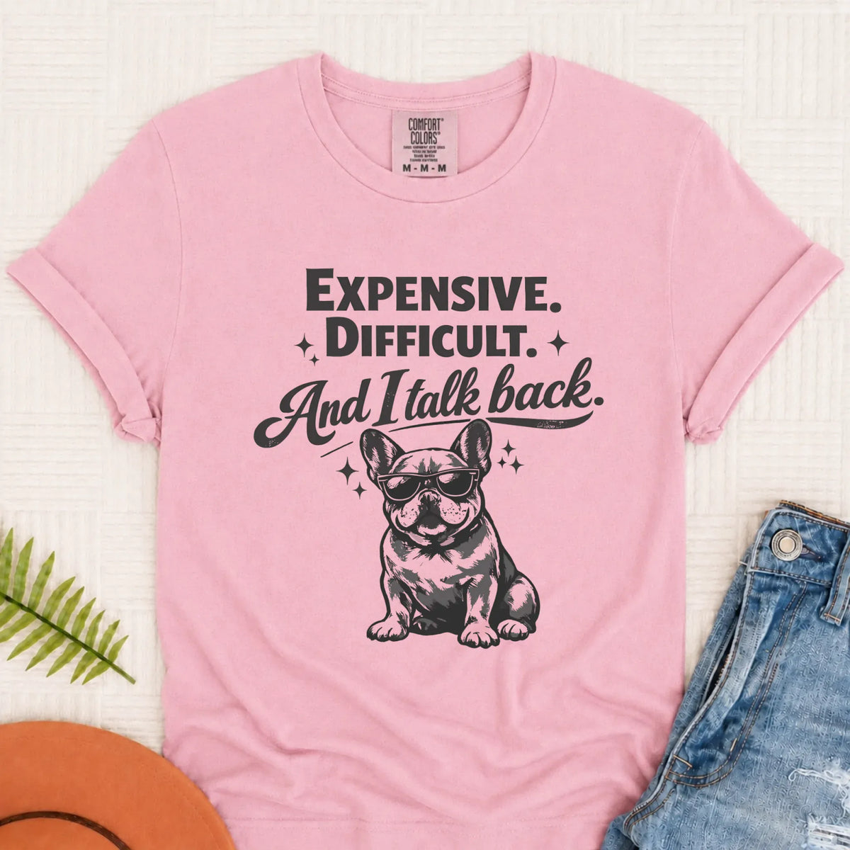 Frenchie Bulldog Talk Back Snark Unisex TShirt Blossom