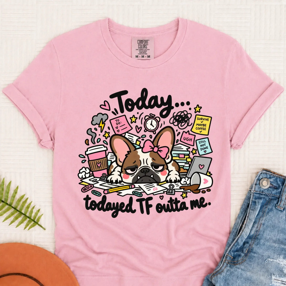 Frenchie Bulldog Todayed TF Snark Unisex TShirt Blossom