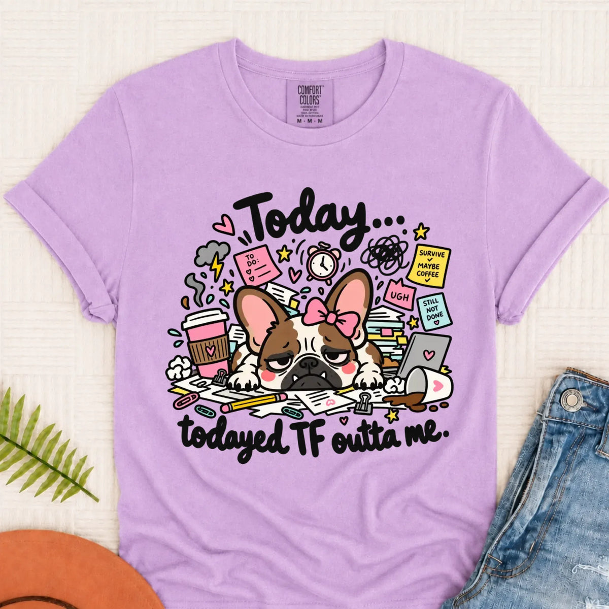 Frenchie Bulldog Todayed TF Snark Unisex TShirt Orchid