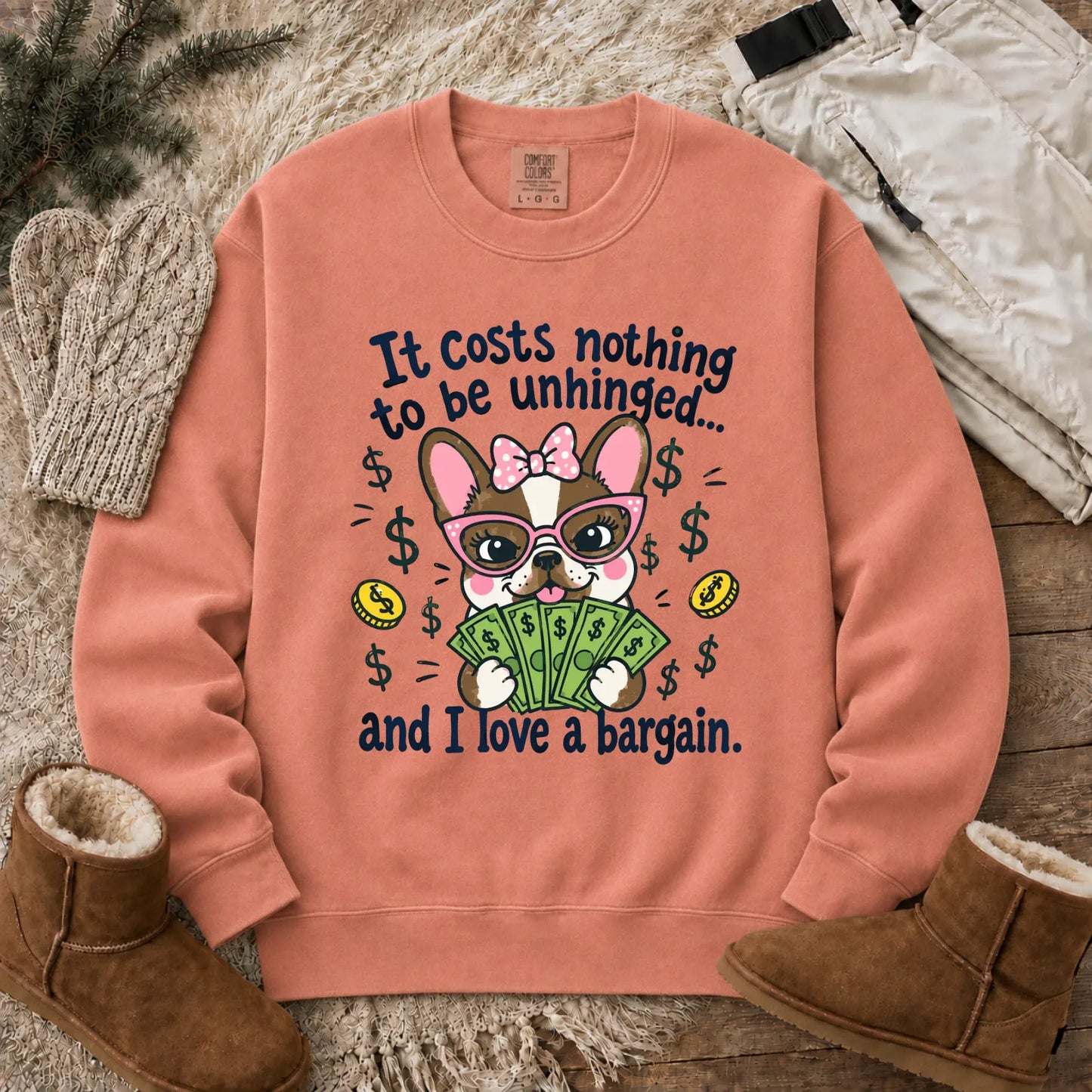 Frenchie Bulldog Unhinged Snarky Unisex Sweatshirt Terracotta