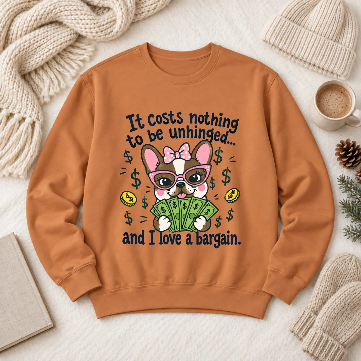 Frenchie Bulldog Unhinged Snarky Unisex Sweatshirt 1466 LW Sweatshirt Dark Yam