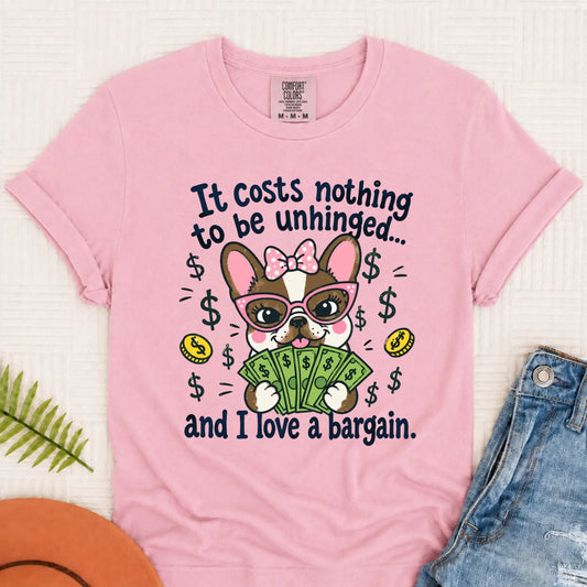 Frenchie Bulldog Unhinged Snarky Unisex Tshirt Blossom