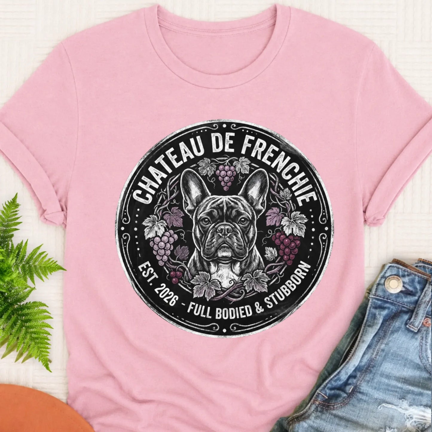 T-Shirt Blossom / S Frenchie Bulldog Wine Day Drinking Unisex TShirt