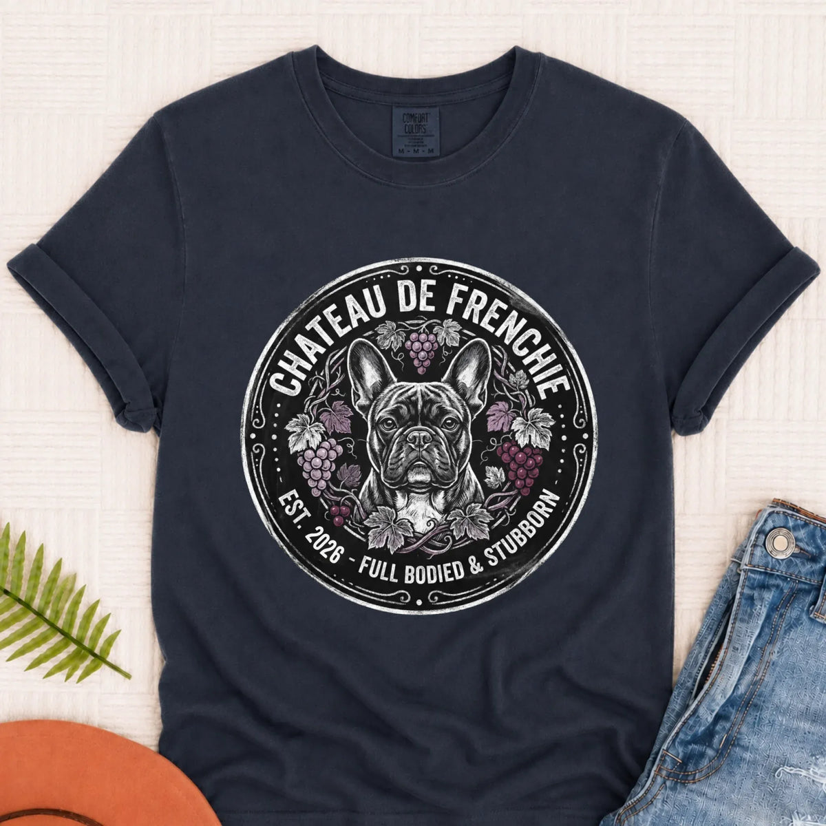 Frenchie Bulldog Wine Day Drinking Unisex TShirt Pepper 3XL