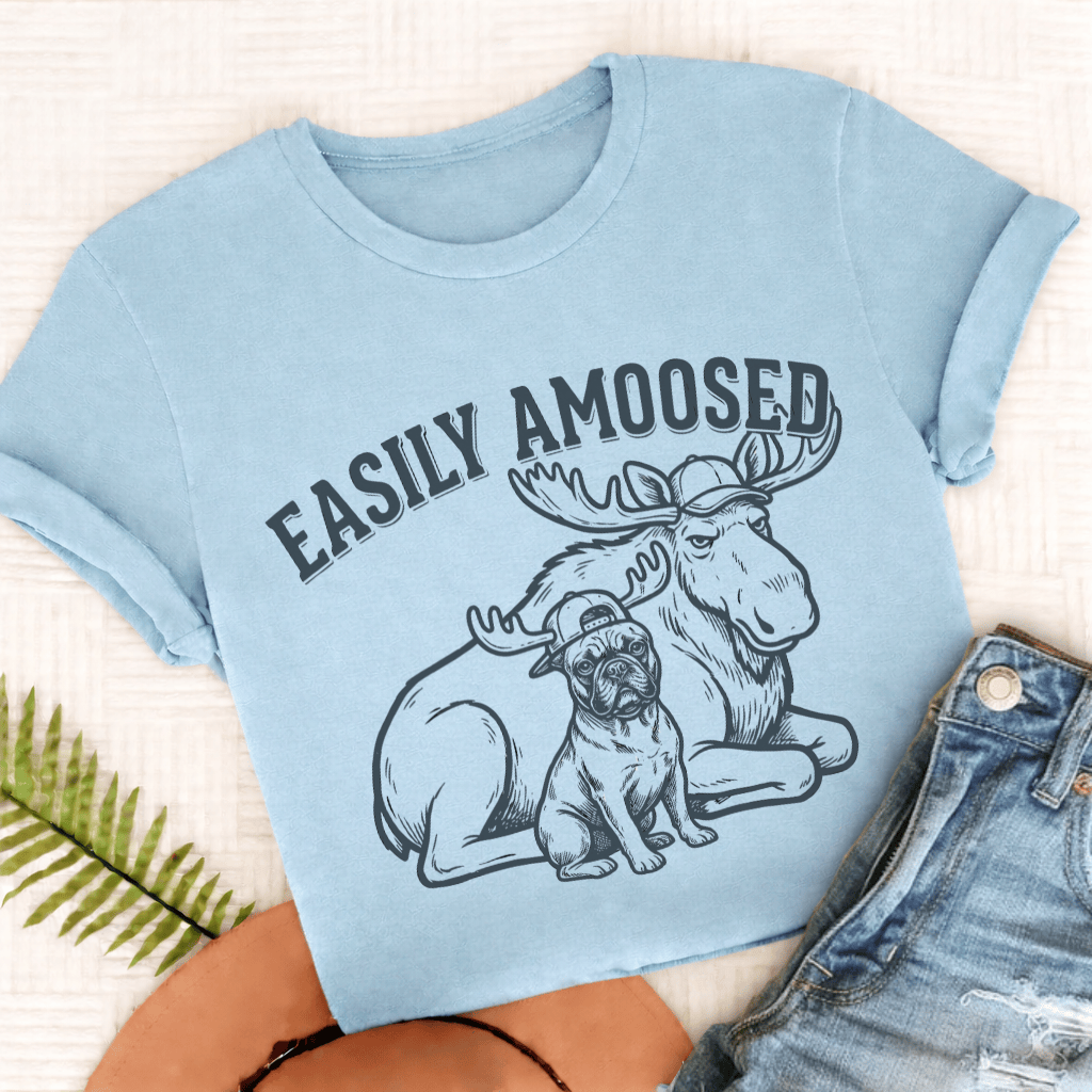 Frenchie Canada Moose Unisex TShirt Comfort Colors Chambray