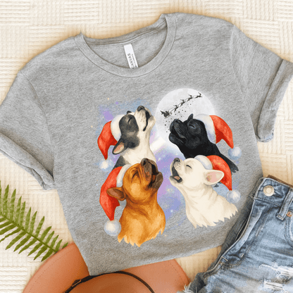 Frenchie Christmas Howliday TShirt Athletic Heather