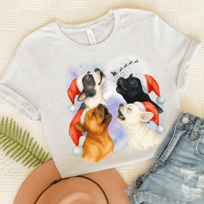 Frenchie Christmas Howliday TShirt Ash