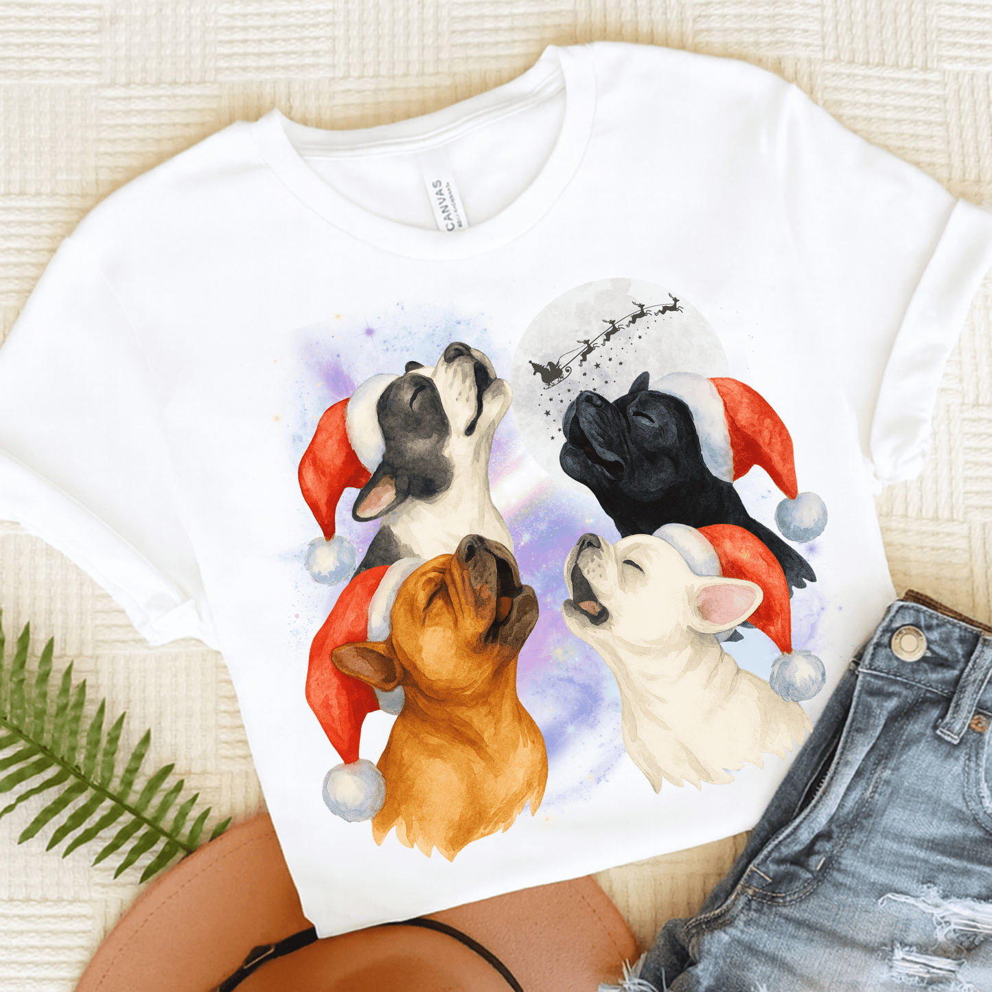 Frenchie Christmas Howliday TShirt White