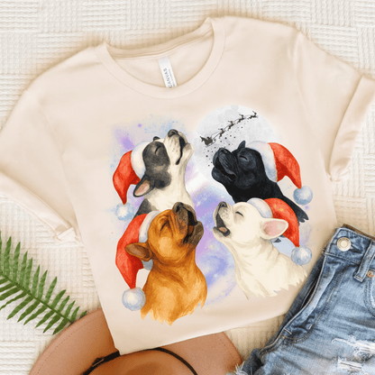Frenchie Christmas Howliday TShirt Natural