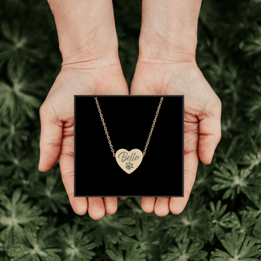 Personalized Cavalier Engraved Heart Necklace One Size 18K Gold PVD coating