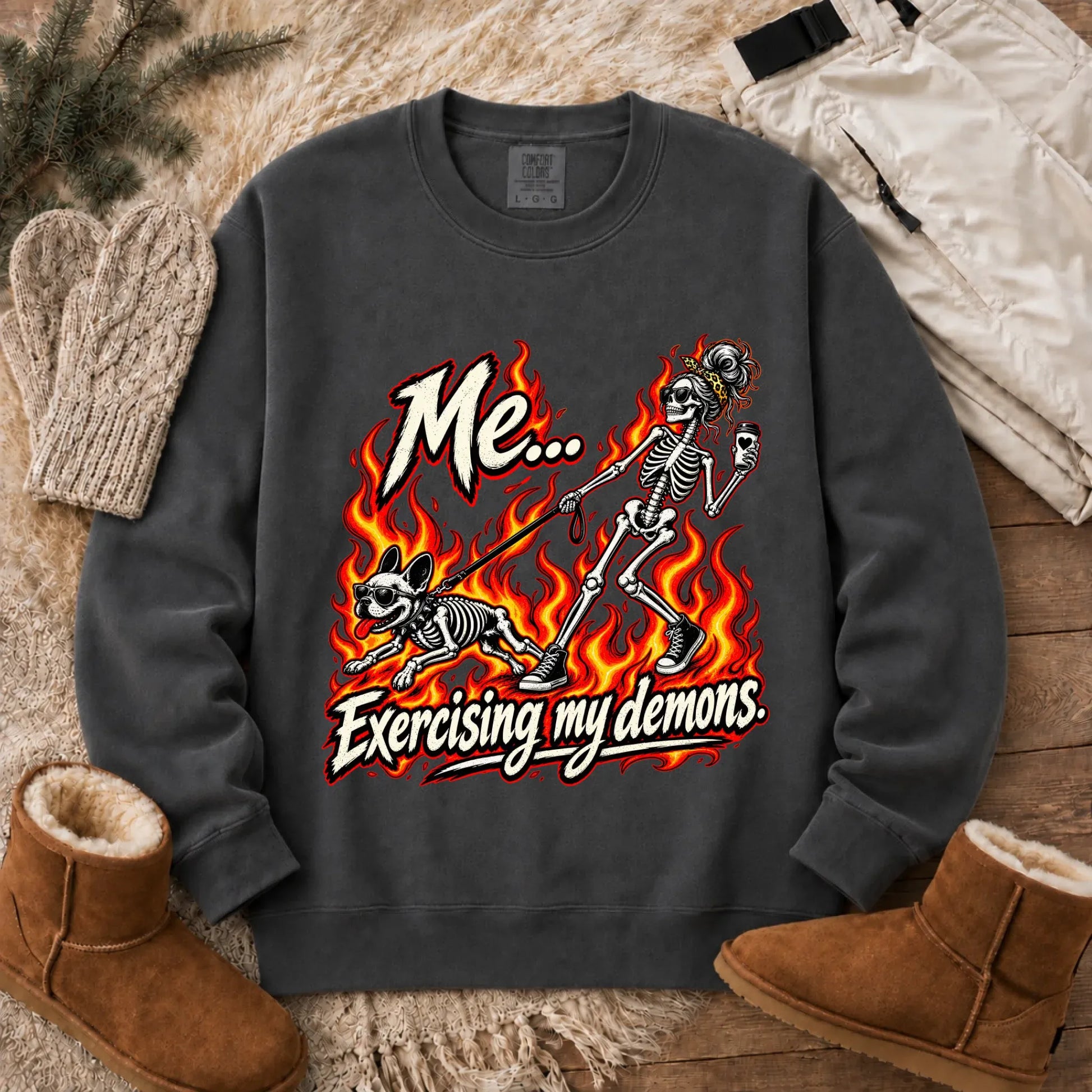 Sweatshirt Pepper / S Frenchie Funny Demons Halloween Unisex Sweatshirt