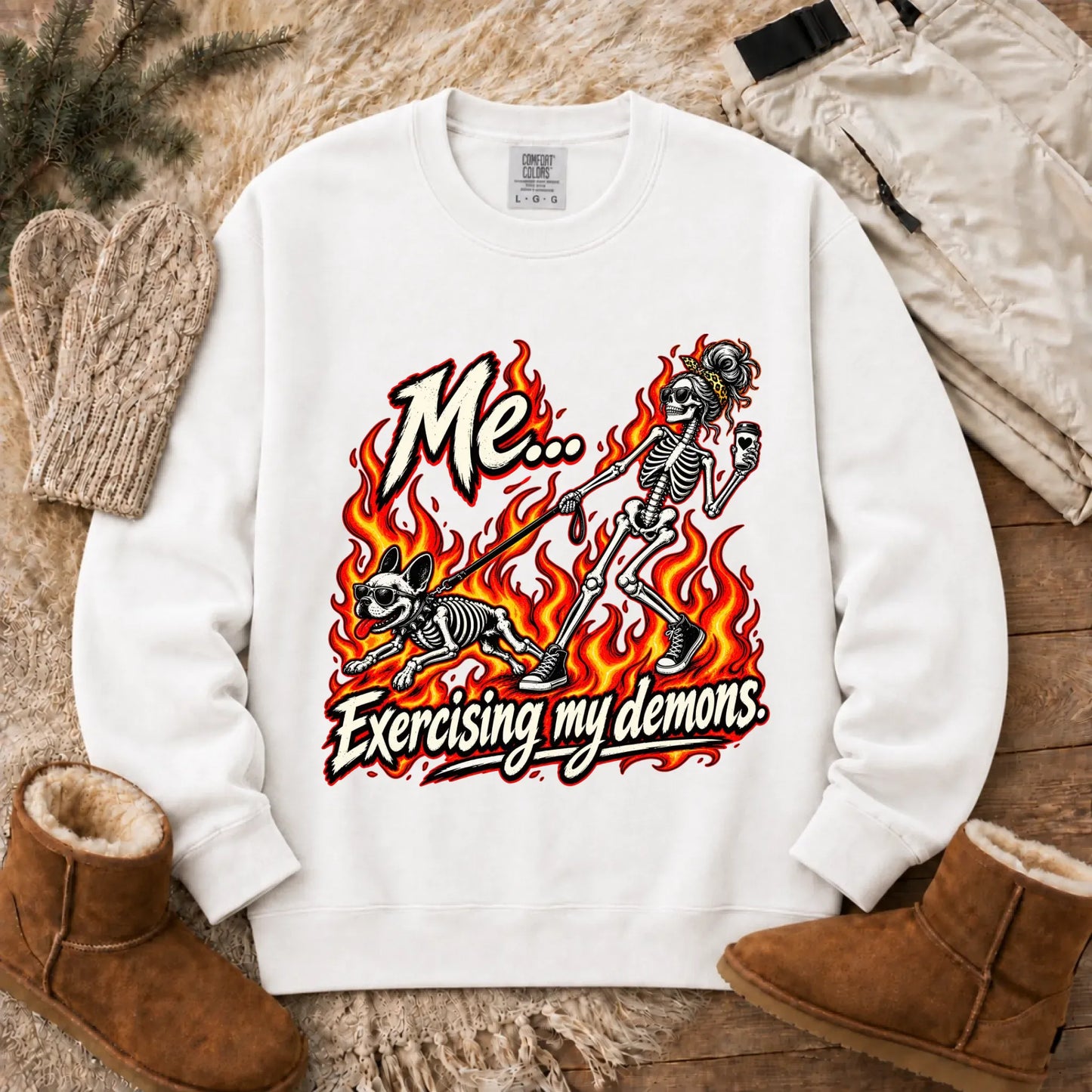 Sweatshirt White / S Frenchie Funny Demons Halloween Unisex Sweatshirt