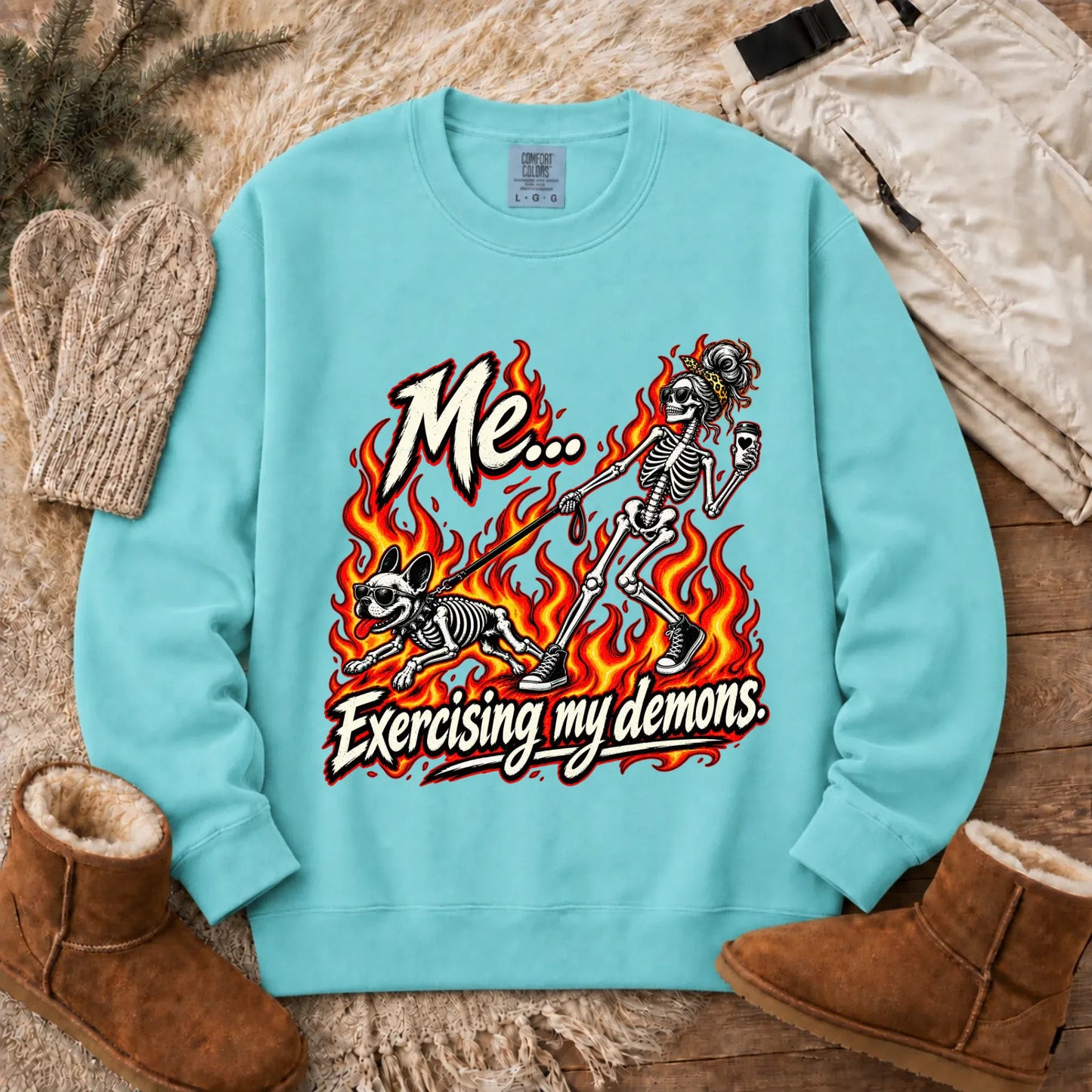 Sweatshirt Chalky Mint / S Frenchie Funny Demons Halloween Unisex Sweatshirt