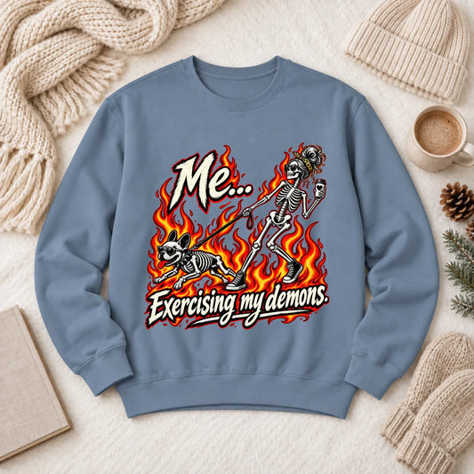 Frenchie Funny Demons Halloween Unisex Sweatshirt Blue Jean