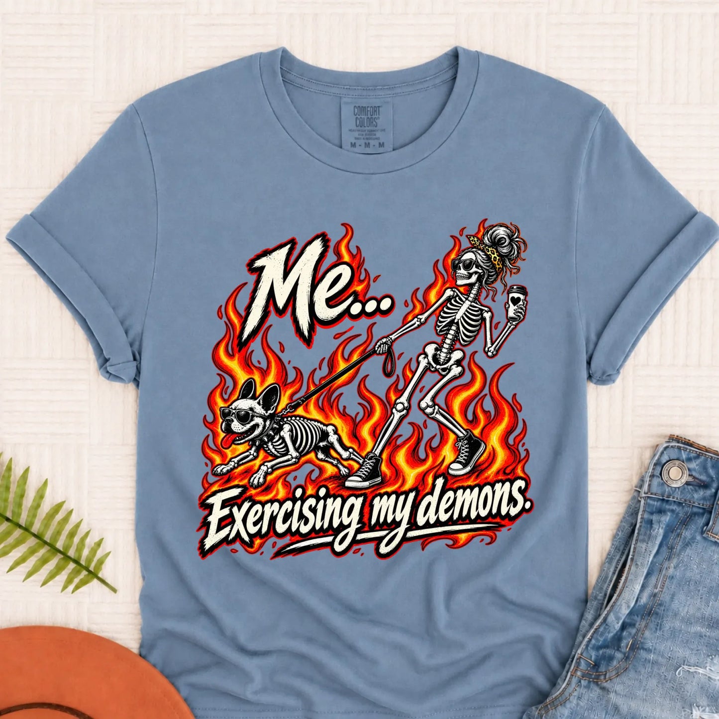 T-Shirt Blue Jean / S Frenchie Funny Demons Halloween Unisex Tshirt