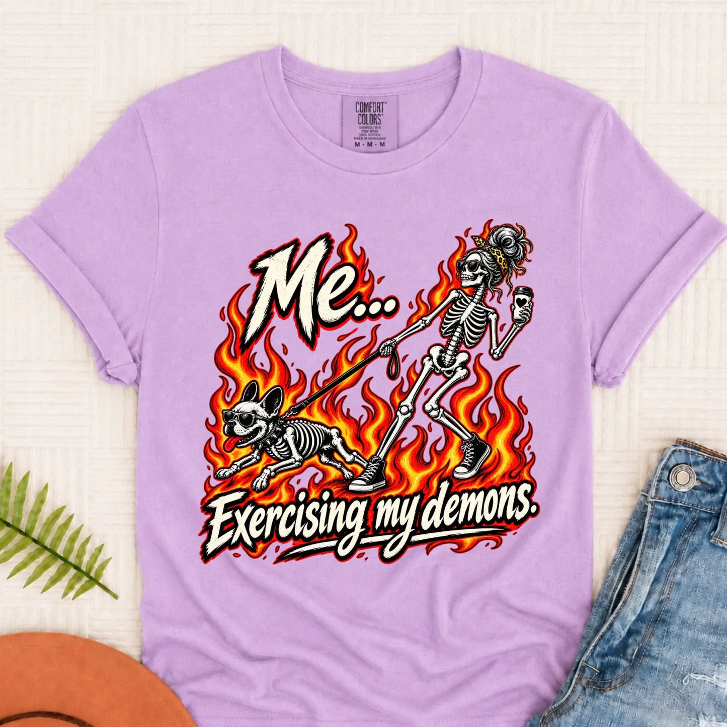 T-Shirt Orchid / S Frenchie Funny Demons Halloween Unisex Tshirt