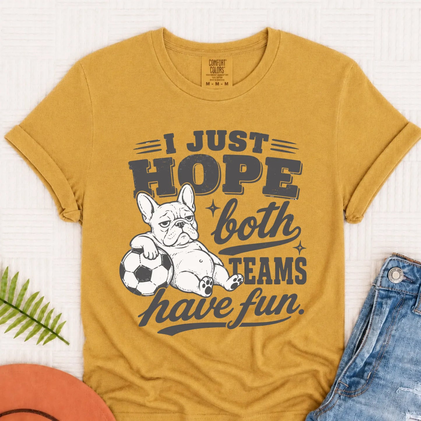 Frenchie Funny Soccer Both Teams Unisex TShirt Mustard