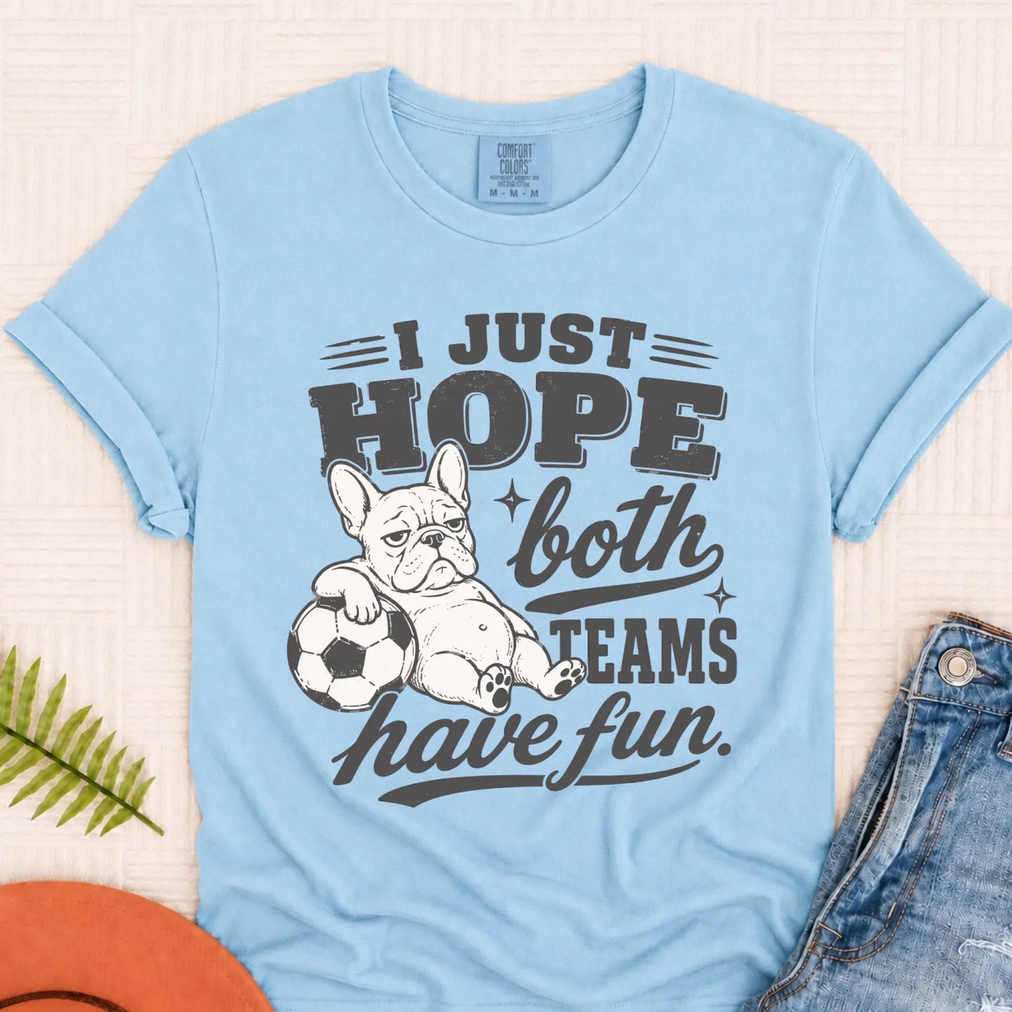 Frenchie Funny Soccer Both Teams Unisex TShirt Chambray