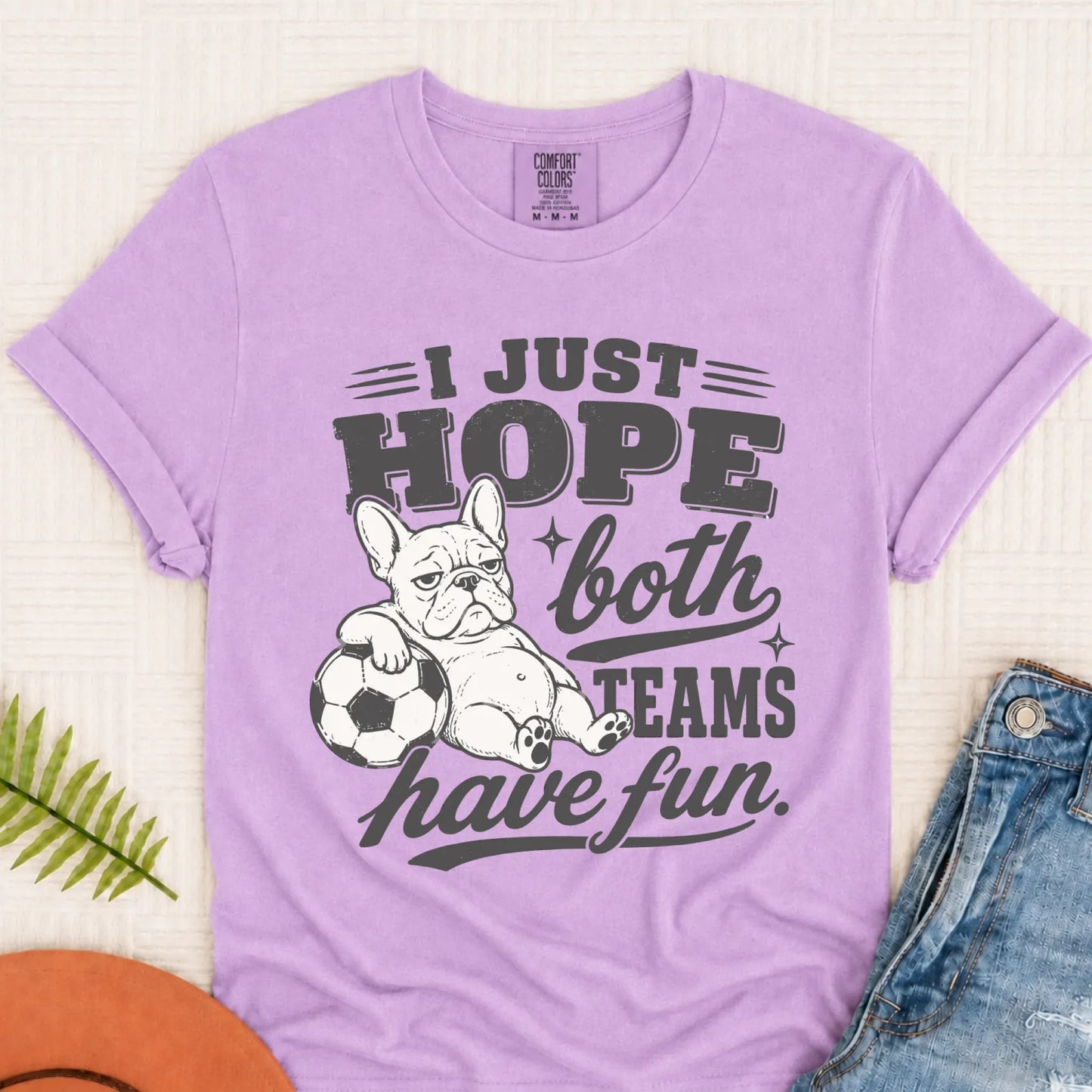 Frenchie Funny Soccer Both Teams Unisex TShirt Orchid