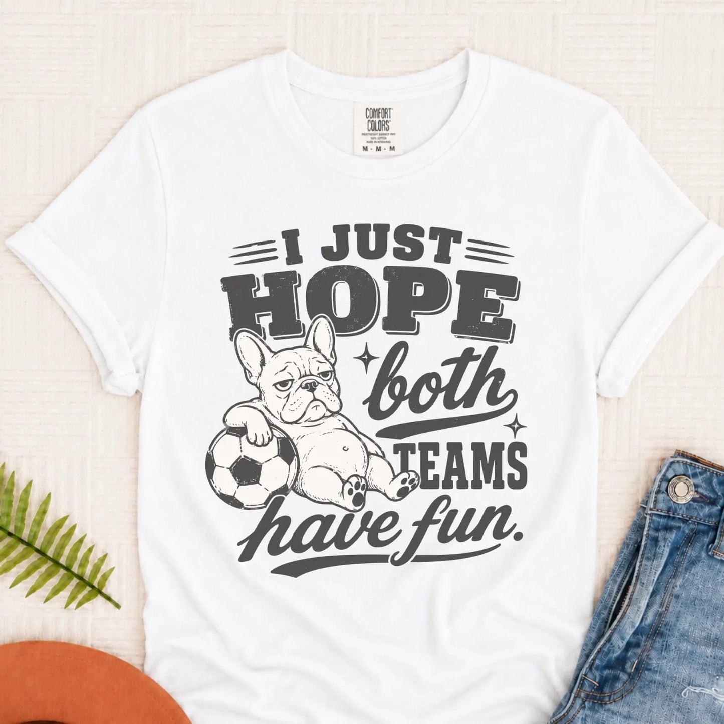 Frenchie Funny Soccer Both Teams Unisex TShirt White