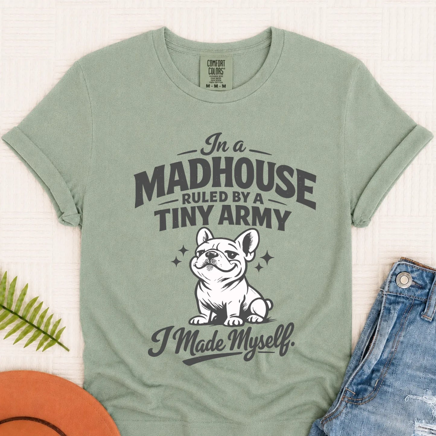 Frenchie Funny Tiny Army Unisex TShirt Bay