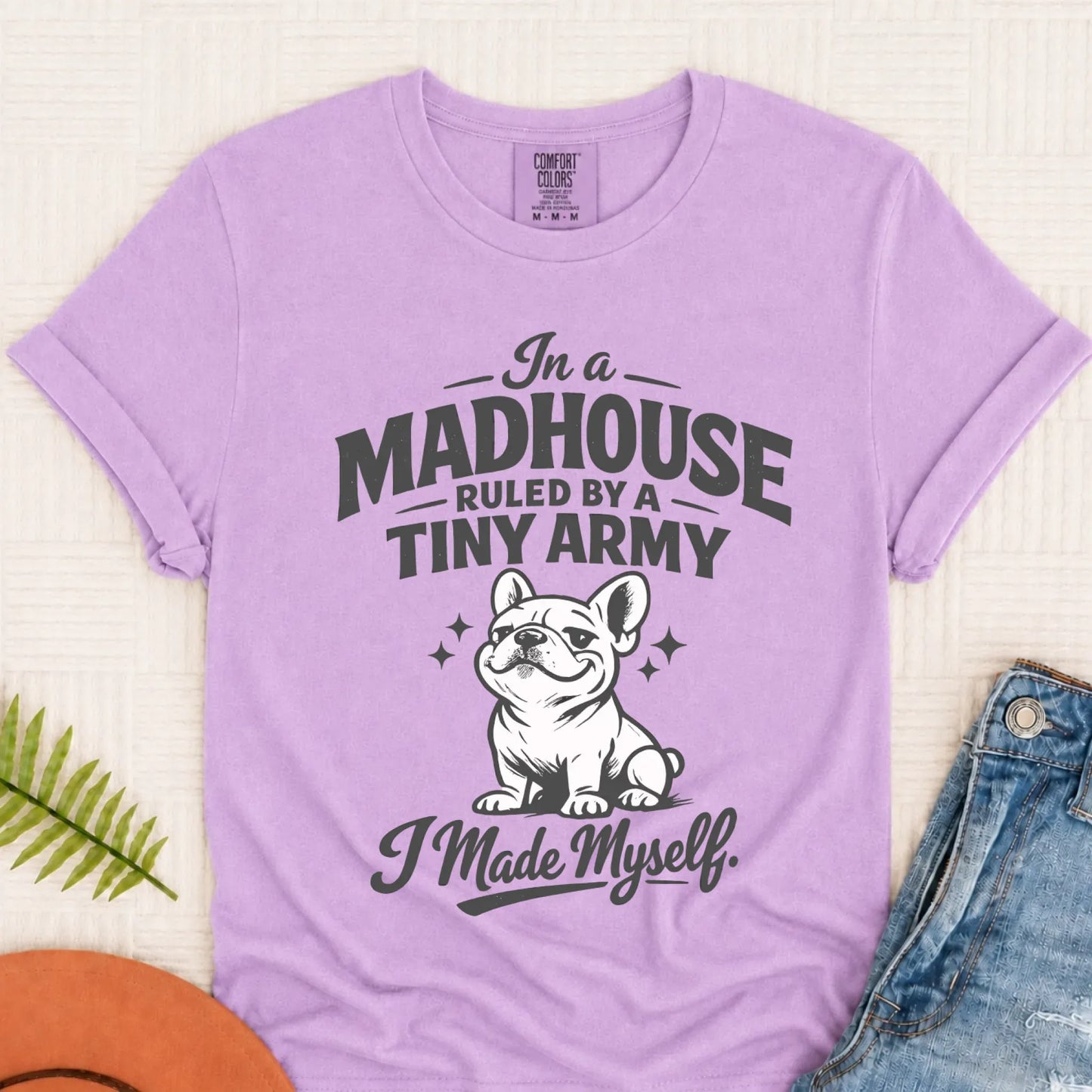 Frenchie Funny Tiny Army Unisex TShirt Orchid