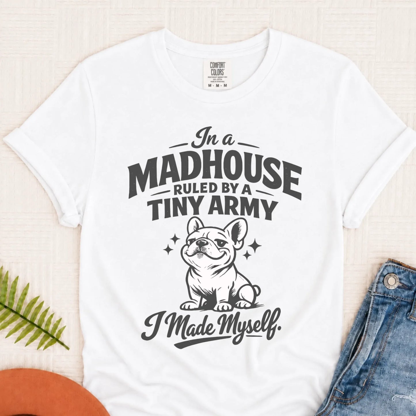 Frenchie Funny Tiny Army Unisex TShirt White
