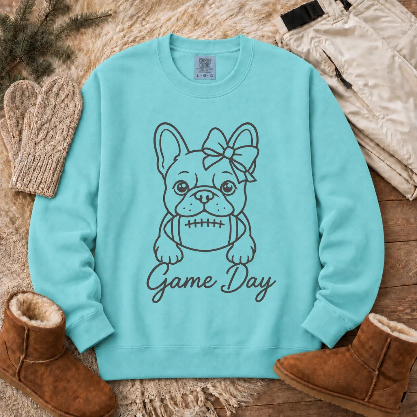 Frenchie Game Day Minimalist Unisex Sweatshirt Chalky Mint