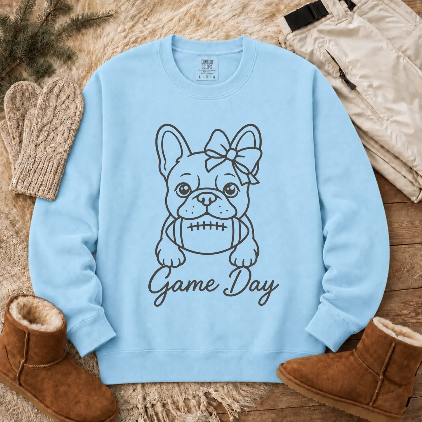 Frenchie Game Day Minimalist Unisex Sweatshirt Chambray