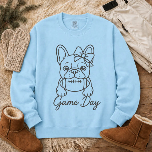 Frenchie Game Day Minimalist Unisex Sweatshirt Chambray