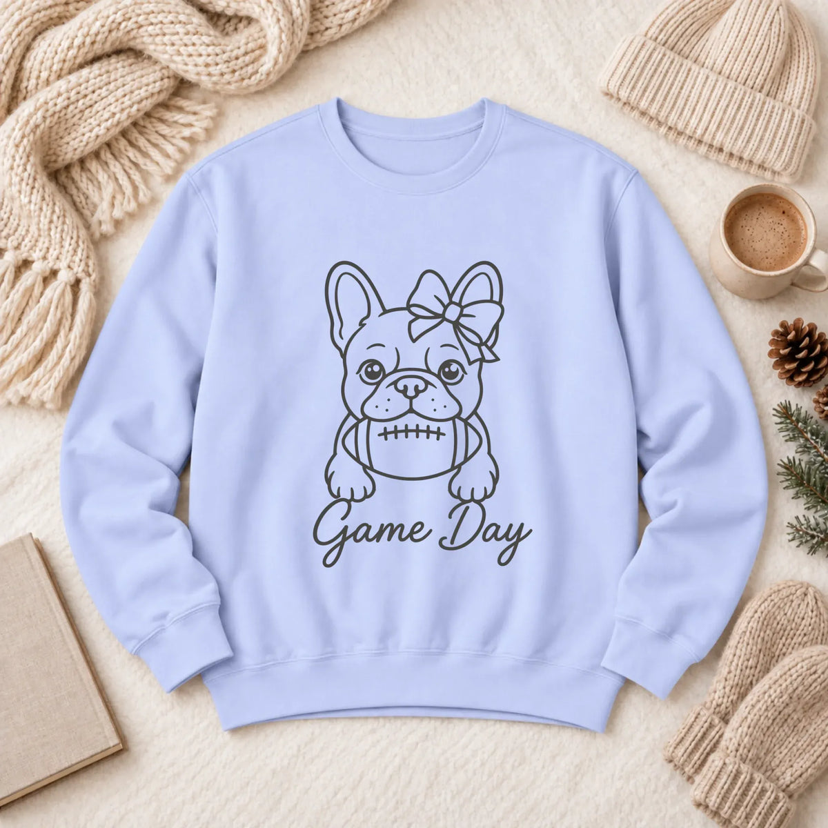 Frenchie Game Day Minimalist Unisex Sweatshirt 1466 LW Sweatshirt Light Hydrangea