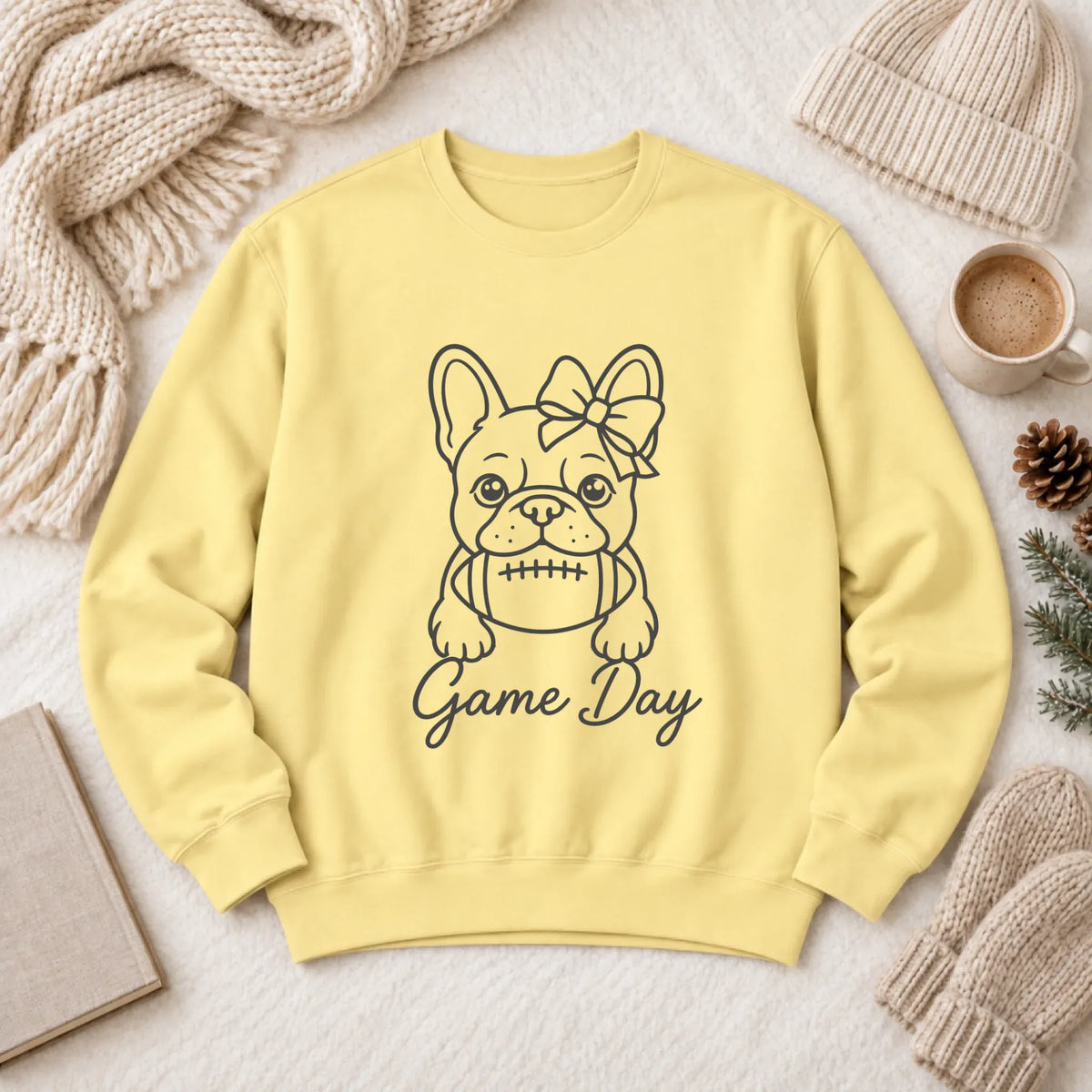 Frenchie Game Day Minimalist Unisex Sweatshirt 1466 LW Sweatshirt Light Butter