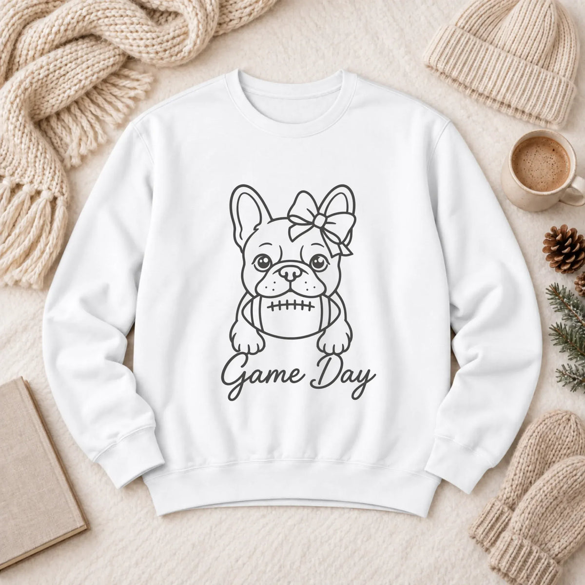 Frenchie Game Day Minimalist Unisex Sweatshirt 1466 LW Sweatshirt Light White