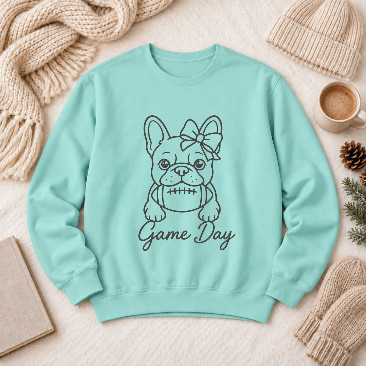 Frenchie Game Day Minimalist Unisex Sweatshirt 1466 LW Sweatshirt Light Chalky Mint