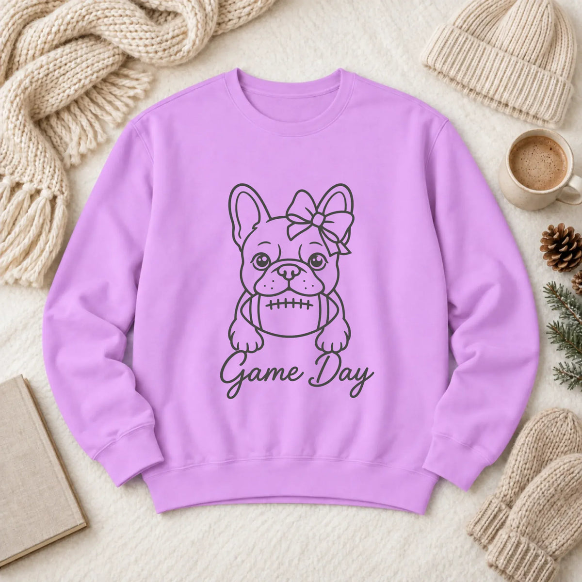 Frenchie Game Day Minimalist Unisex Sweatshirt 1466 LW Sweatshirt Light Neon Violet