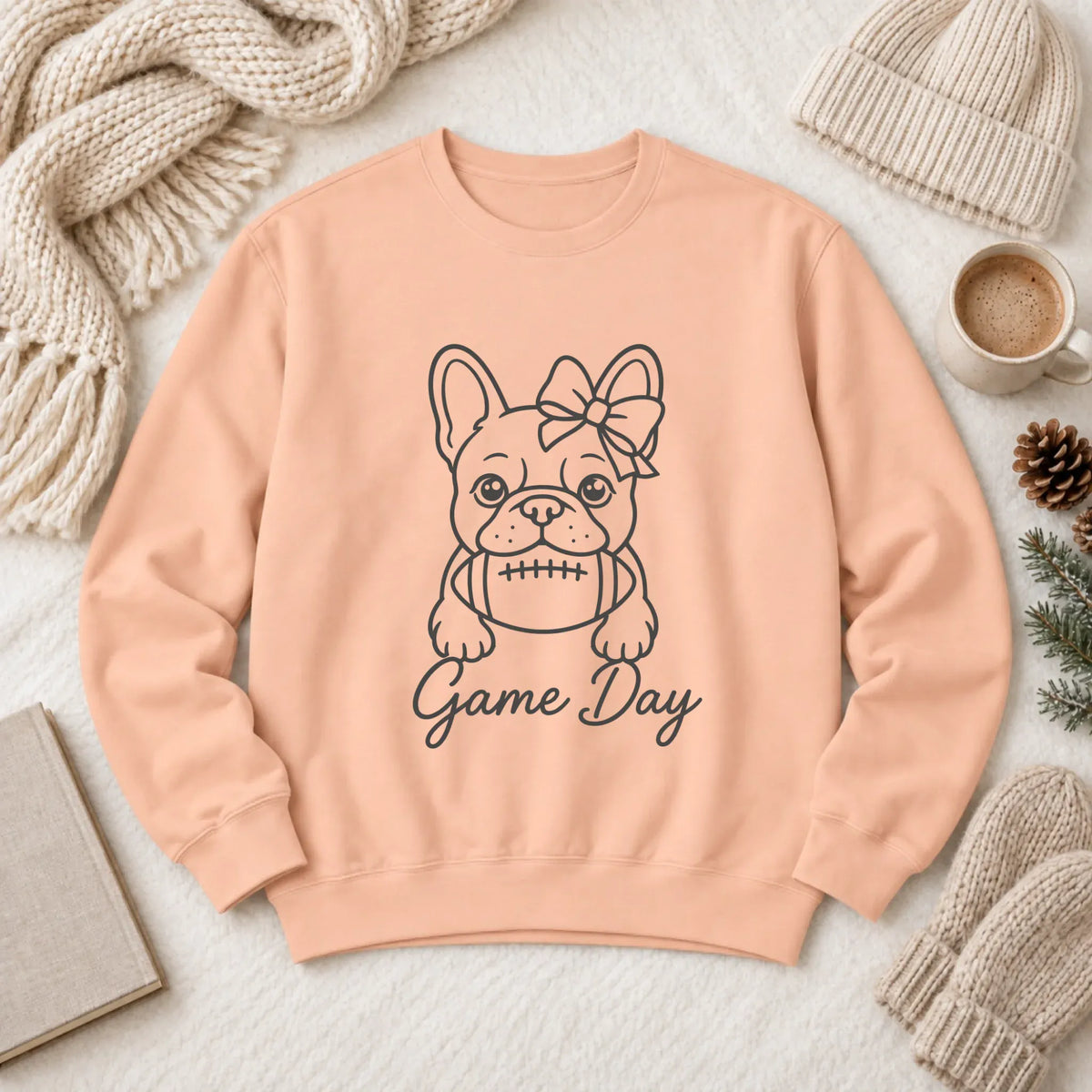 Frenchie Game Day Minimalist Unisex Sweatshirt 1466 LW Sweatshirt Light Peachy