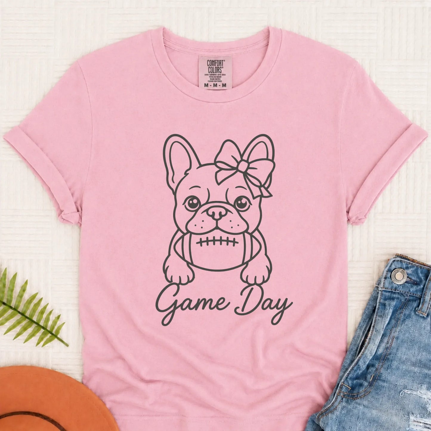 Frenchie Game Day Minimalist Unisex Tshirt Blossom