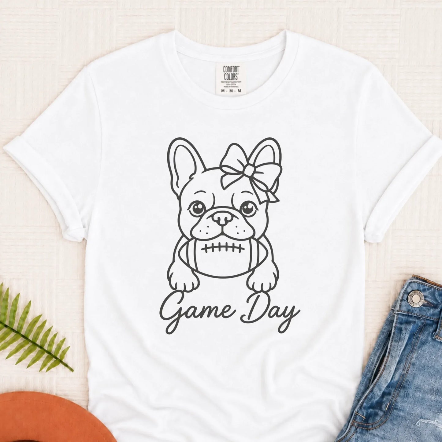 Frenchie Game Day Minimalist Unisex Tshirt White