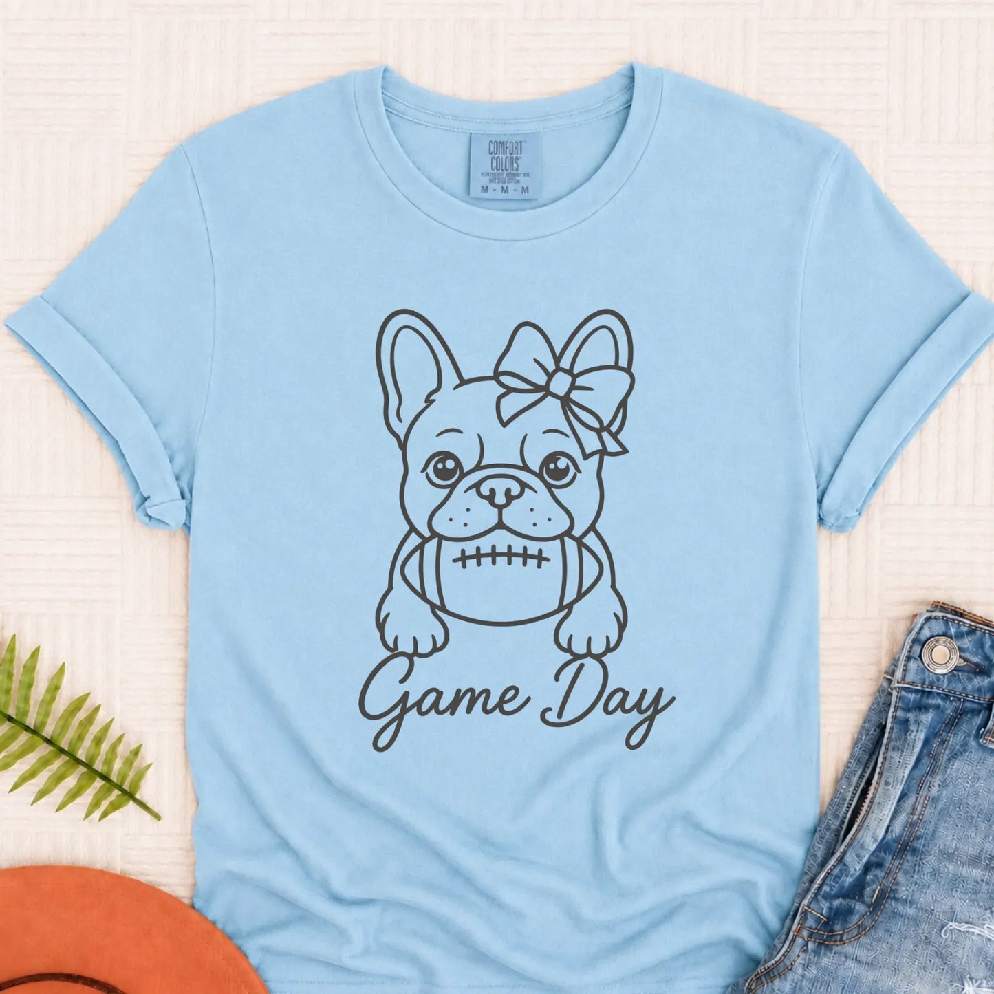 Frenchie Game Day Minimalist Unisex Tshirt Chambray