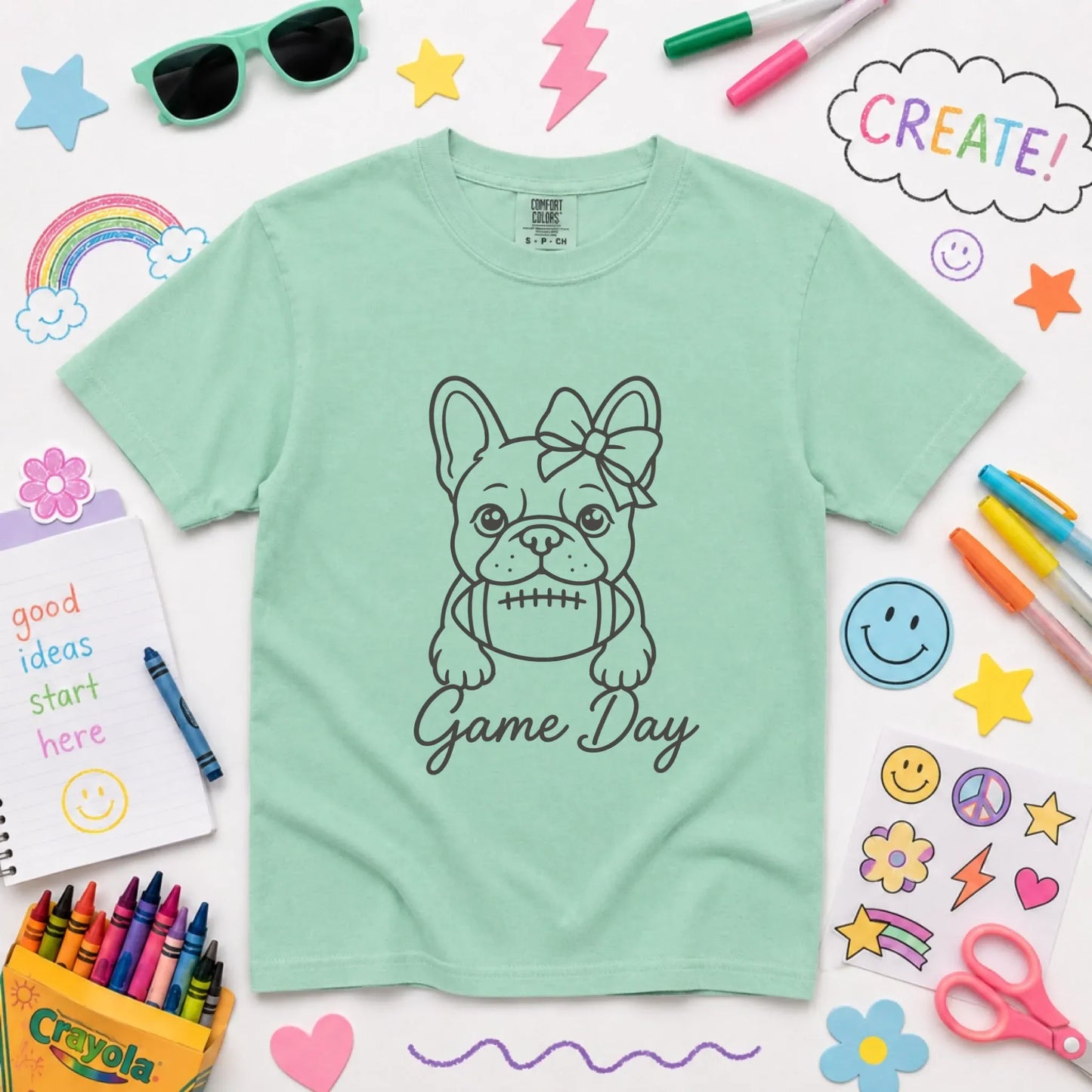 Frenchie Game Day Minimalist Unisex YOUTH Tshirt Island Reef