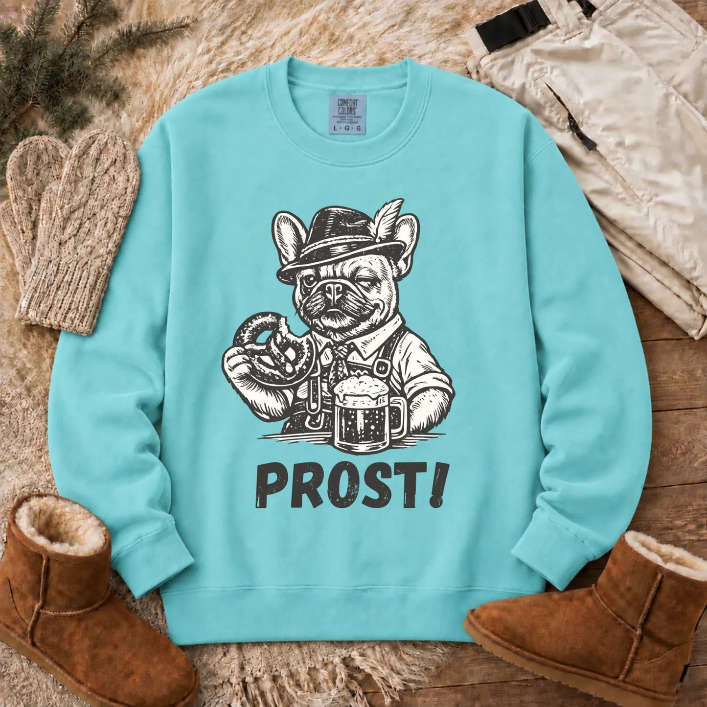 Frenchie Germany Oktoberfest Unisex Sweatshirt Chalky Mint