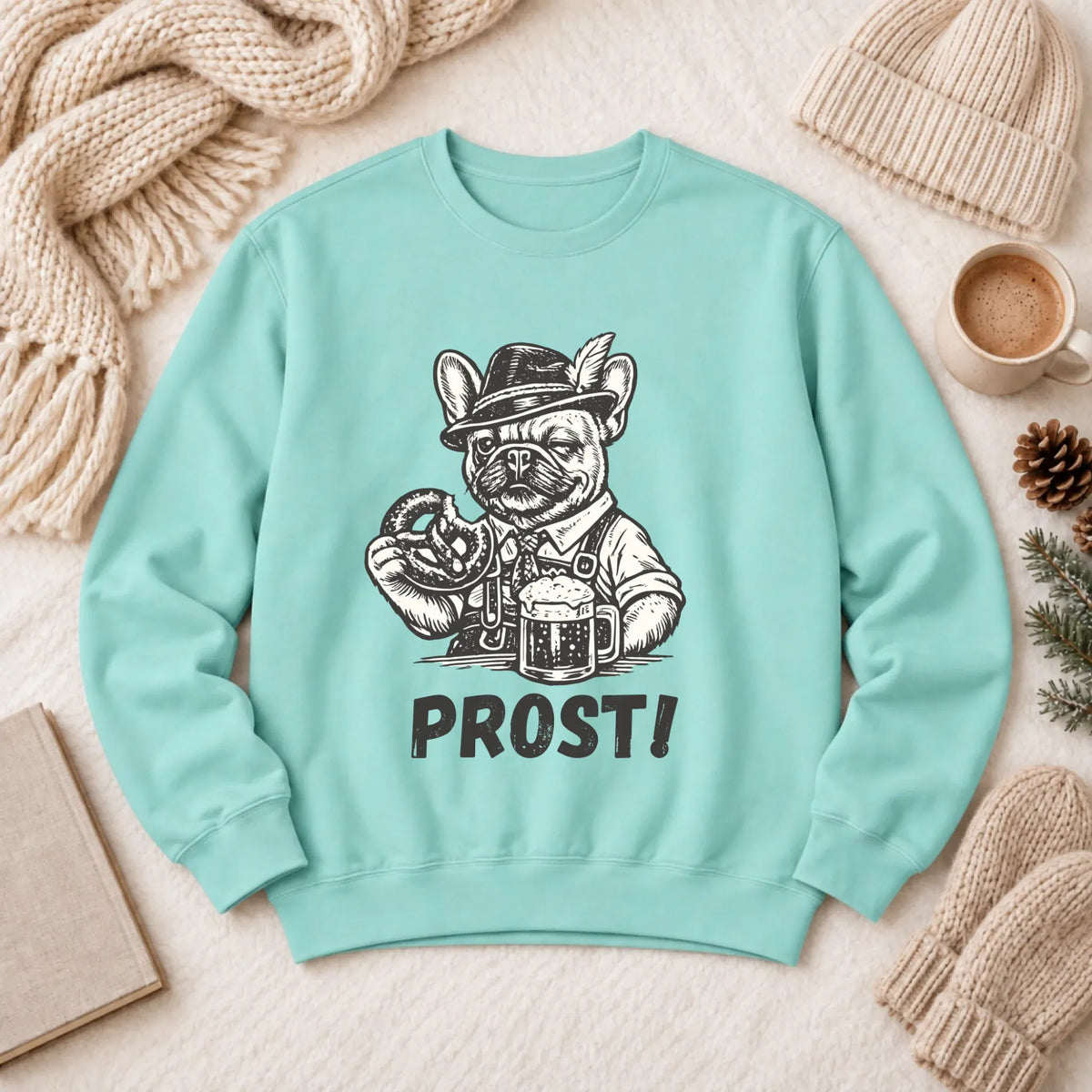 Frenchie Germany Oktoberfest Unisex Sweatshirt Chalky Mint