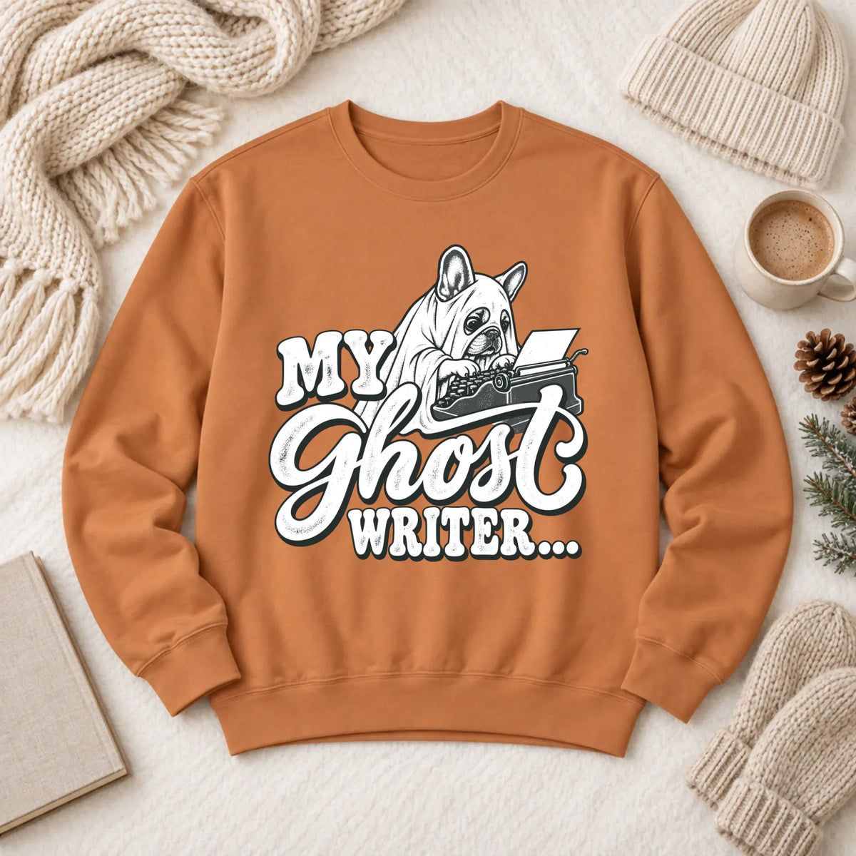 Frenchie Ghost Writer Halloween Unisex Sweatshirt Yam