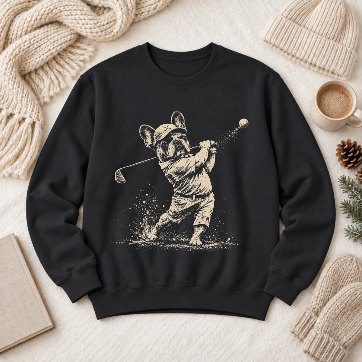 Frenchie Golfing Golfer Unisex Sweatshirt Black